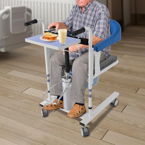 DSYOGX - Silla de ruedas hidráulica para pacientes, asiento dividido de 180°, respaldo hidráulico para pacientes, silla de transferencia para el hogar, ancianos, embarazadas, personas, hasta 100kg