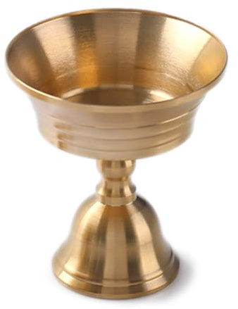Porte-lampe en laiton pour bougie chauffe-plat - Lampe à huile tibétaine - Fournitures d'autels bouddhistes - Décorations de table épaisses