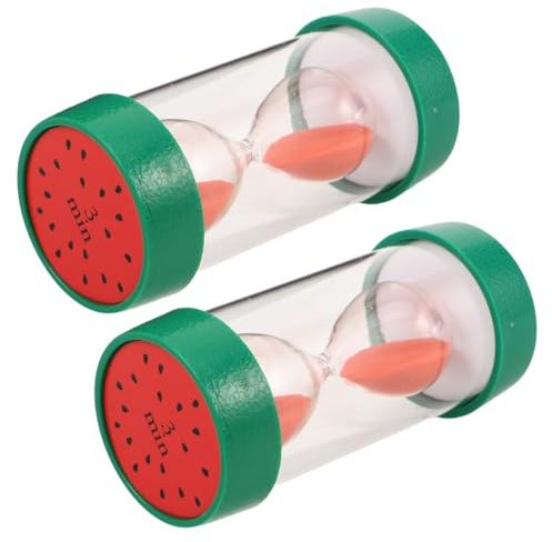 Cabilock 2pezzi Da Minuti Per Ragazzo Ragazza Timer Sabbia Per Spazzolamento Design Forma Anguria Utilizzo Versatile Come Decorazione e Timer Per Spazzolino