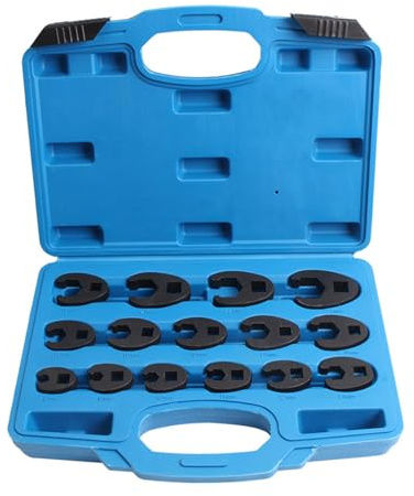 PFXNGMS Jeu de 15 clés à écrous métriques Crowfoot, clés Plates de 8 à 24 mm, adaptées aux mécaniciens, aux espaces restreints et aux Zones Difficiles d'accès.