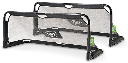 EXIT Toys Panna stål fotbollsmål vikbar – set med 2 – kompakt, lätt och flyttbar – finmaskigt nät – elegant svart design – träna dina fotbollskunskaper – 150 x 60 cm – svart