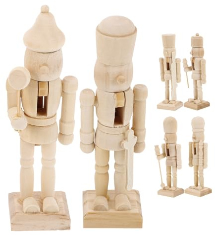 EPIGEIST 6 Pièces Figurines Casse Noisette à Peindre Soldat de Noël DIY Décoration Créative pour Garçon Fille et Table de Noël
