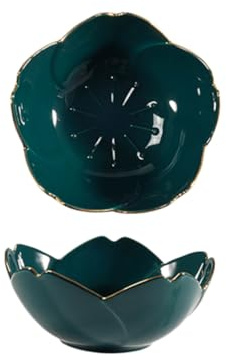 Plato de Salsa Flor Verde de Cerámica 2 Piezas para Sal y Especias | Forma de Flor, Vajilla de Cerámica para Cocina y Fiesta, Tamaño 7cm, Color Verde