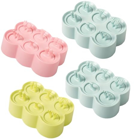 Toyvian 4 ensembles Moule à Glace Silicone DIY Moules à Crème Glacée Réutilisables Résistant Au Froid pour Sucettes et Yaourt Maison Design Animaux Colorés