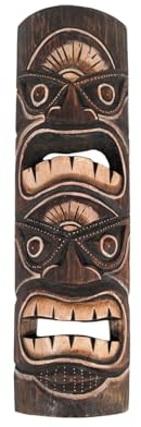 Coco Papaya Masque Tiki en bois massif 50cm - Fabrication artisanale