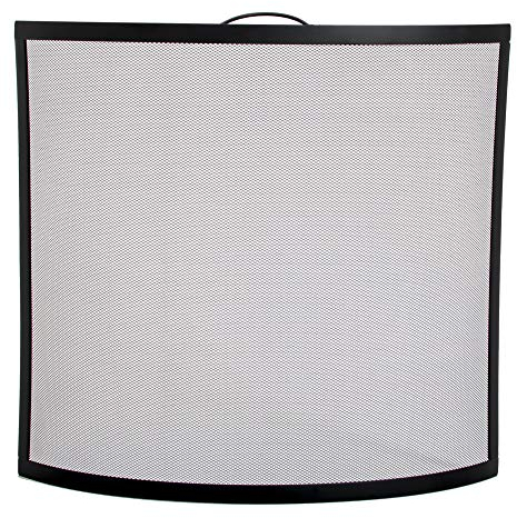 Buckton Kamingitter mit Sichtfenster aus Metall, Gewölbt, Schwarz von Fire Vida