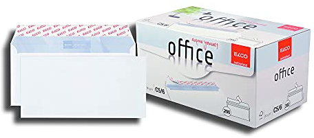 ELCO Enveloppe de Bureau DIN longue 80 g/m² Certifié FSC avec Fermeture Adhésive dans une Boîte de Magasin 200 Pièces Blanc