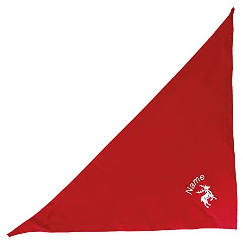 Schecker Besticktes Hundehalstuch - Bandana - mit gesticktem Rentier + Hundename in Rot - Weihnachtsmotive - individuelles Geschenk für den Hund