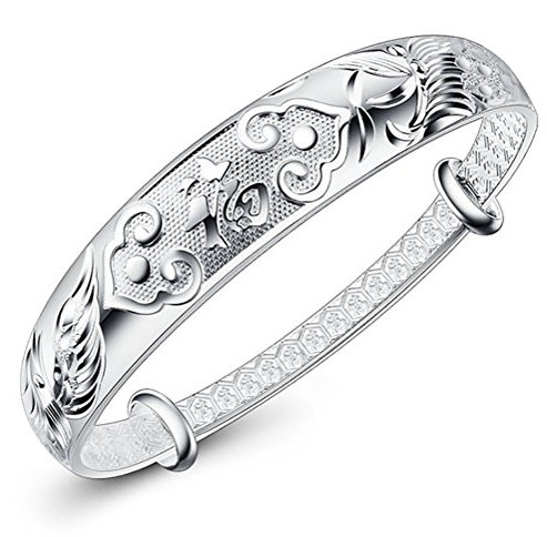 Nanhong Bracelet en Argent sterling 925 - Gravé - Bénédiction Chinoise