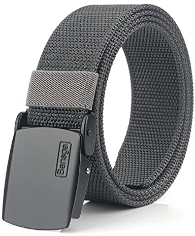 Bansga Cinturón táctico militar Hombres Hebilla metálica Espesar Cinturones de lona de nylon para hombres(Gris oscuro)