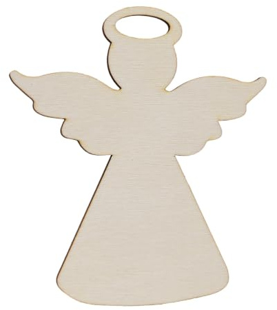 25 Stück unlackierte Holzengel Weihnachtsbaumschmuck Ornament Holzbastelstücke (Design III)