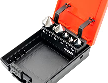 BAER HSSG 90° Bit-Kegelsenker-Satz 6,3-20,5 mm - für Akkuschrauber - Senkbohrer-Set 1/4'' Bit Kegelsenker Ansenker Versenker Fräser Entgrater Senker