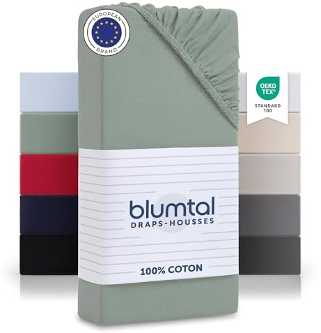 Blumtal® Basics Spannbettlaken 75x200x30cm Jersey - Bettlaken aus 100% Baumwolle - Oeko-TEX zertifiziertes Spannbetttuch 75x200cm - Summer Green