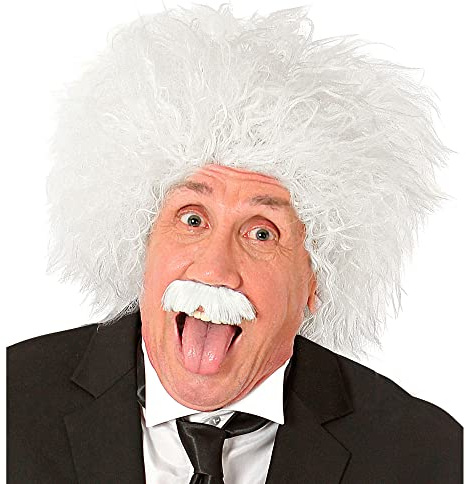 W WIDMANN MILANO Party Fashion - Einstein Perücke mit Schnurrbart | Set aus Perücke und Schnurrbart aus Kunsthaar für Wissenschaftler Kostüme, Karneval und Mottoparty