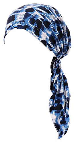 Fxhixiy Vorgebundene Bandana Turban Hut Chemo Krebs Kopftuch Headwraps Kopfbedeckung für Frauen Haarabdeckung Hut, Blauer Leopard, Einheitsgröße