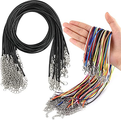 40 Pezzi Cordino Per Collana Con Chiusura Corda Di Cuoio Della Collana Della Corda Catena Con Cordino In Pelle Da 2 Mm Con Chiusura Cordino In Pelle Per La Creazione Di Gioielli Con Braccialetti