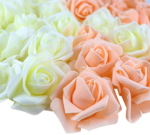 Zhenzhenlo 60 Stück Künstliche Rosen Blumen, Künstliche Rosenköpfe, Schaum Simulation Rosen, Foam Rosen für DIY Hochzeitssträuße Blumenarrangements Partytische Heimdekorationen