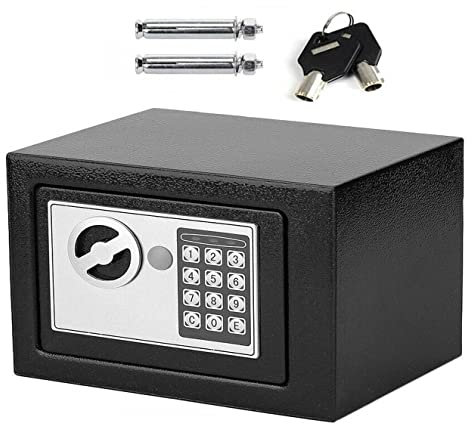 Hotelsafes Caja fuerte para pasaporte de hotel de acero macizo, seguridad electrónica de contraseña, caja fuerte para hotel, montaje en pared, antirrobo para hotel, 8,5 L, color negro