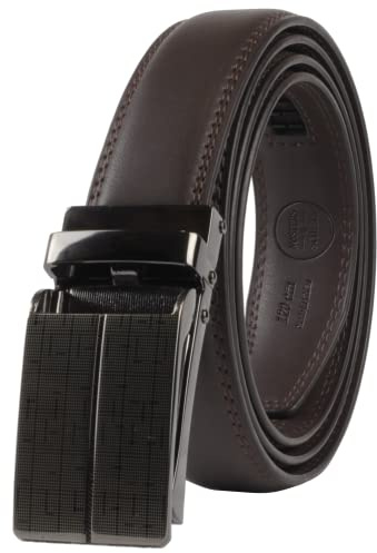 Masters & Stylists Cintura Uomo Marrone, Cintura in Pelle con Fibbia Automatica Senza Buchi, Cinta Elegante e Resistente, Regalo Uomo, Larghezza 3.1cm, Lunghezza 120cm