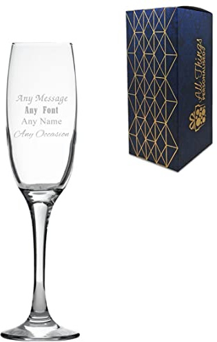 Personalised Engraved Any Message Champagne Flute, 7.4oz/218ml Glass, Thoughtful Customised Gift, Laser Engraved in The UK, Dishwasher Safe Clear Glass, Dishwasher Safe