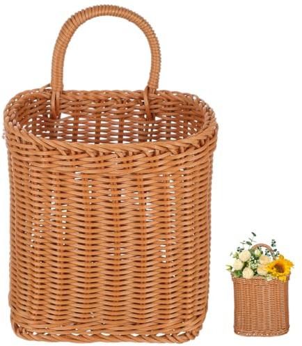 Cabilock Hanging Fruit Basket for Kitchen, Handmade Woven Hanging Basket for Front Door, Wall Storage Organizer for Home, Kitchen, Garden, Farmhouse