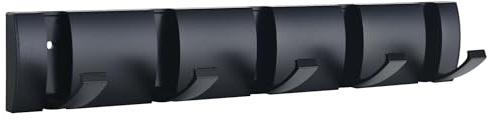 maifey Garderobenleiste mit 5 Klappbar Hakens, Metall Schwarze Jackenhalter Wand, Hakenleiste Garderobe für Eingangsbereich, Wand, Tür, Badezimmer, Schlafzimmer
