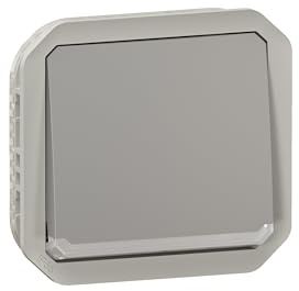 LEGRAND, Plexo New Insert, Push Button, 10 A, Plug-In Terminals (SL), IP55 - IK 08, with Control Function, Colour: Grey, 069540L