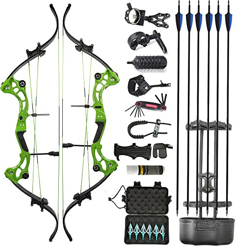 wolfman 40-55lbs Einstellbares Bogenschießen Compoundbogen Set Aldult 180FPS Recurve Bogen und Pfeil Set Jagdbogen Angelnbogen Langbogen für Rechtshänder Jagd Bogenschießen Zielschießen