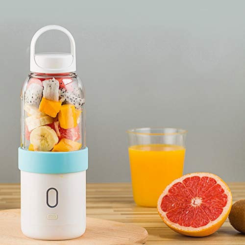 Licuadora portátil de 550 ml, exprimidor USB, mezclador de frutas y verduras, batido de leche, batido de mano, licuadora personal, extractor de jugo pequeño (color azul)