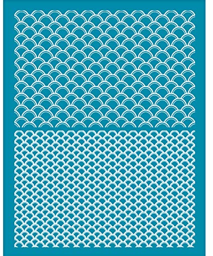 OLYCRAFT 10x12.7 cm Fischschuppen Tonschablonen Meerjungfrauenschuppen Siebdruck Für Polymer Ton Fischschuppen Siebdruckschablonen Mesh Transfer Schablonen Für Polymer Ton Schmuckherstellung