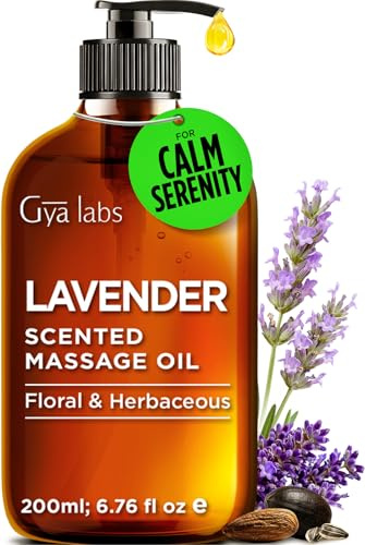 Gya Labs Lavendel Massageöl - 200ml - Ultimative Entspannung für Körper & Geist, Lavendelduft für vollkommenen Komfort - Nicht fettende Formel, Ohne Gentechnik & Tierversuchsfrei