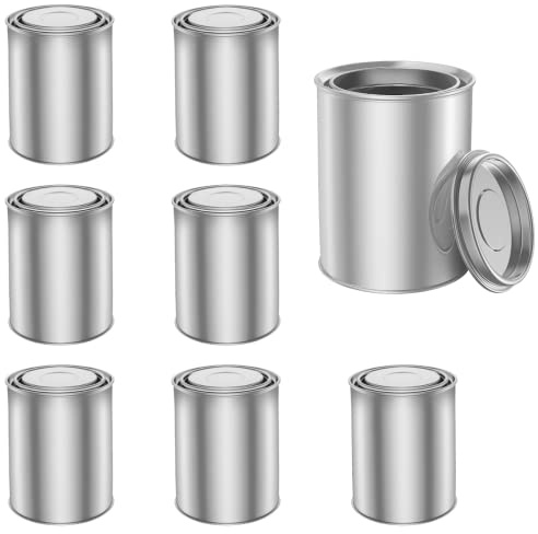 8 PCS Empty Paint Cans With Lids (1 Pint Size), Empty Metal Paint Cans With Lids,2 Cup Capacity, Empty Pint Paint Cans With Lids Storage Containers Can Be Used for DIY and Paints Storage and More