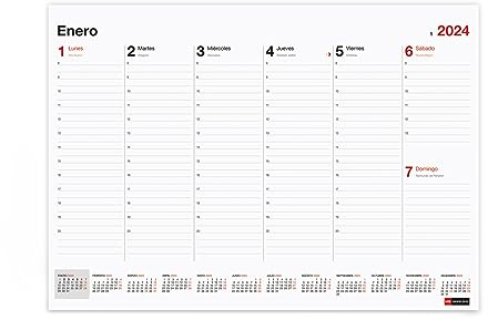 Miquelrius - Planificador semanal 2024 Basic, Planning semanal de sobremesa, Tamaño A3: 420 x 296 mm, Con espacio para anotar, Encolado, Español