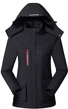 LOIJMK Beheizbare Jacke Damen Winter Wandern Heizjacke Winddicht Outdoorjacke für Frauen Langarm Warm Übergangsjacke Sweatjacke Trekking Funktionsjacke mit Kapuze und Taschen Freizeitjacke