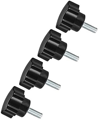 CoCud Stern Klemmknöpfe M5 x 15mm Außengewinde 24mm Kopf Plastik Daumen Schrauben Griff Hand Knöpfe Gewinde Bolzen Schwarz - (Anwendung: für Drehmaschinen Maschinen) 4Stk