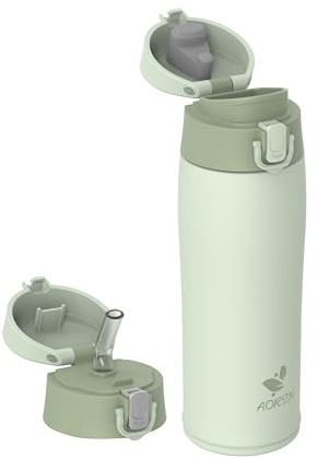 AORIN Termosflaska rostfritt stål 18/8, 500 ml, läckagesäker termoskanna, isoleringsflaska, dubbelväggig, BPA-fri sportflaska, drickflaskor för sport, skola, utomhus