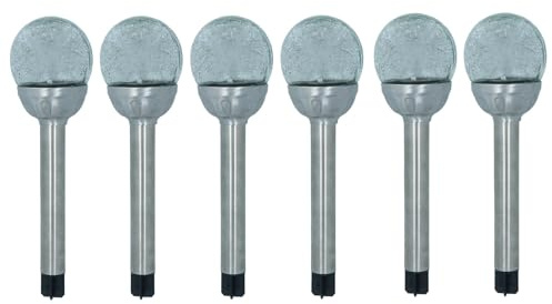 AB Tools Solar Powered Colour Changing LED Stainless Steel Glass Ball Garden Light 6pc