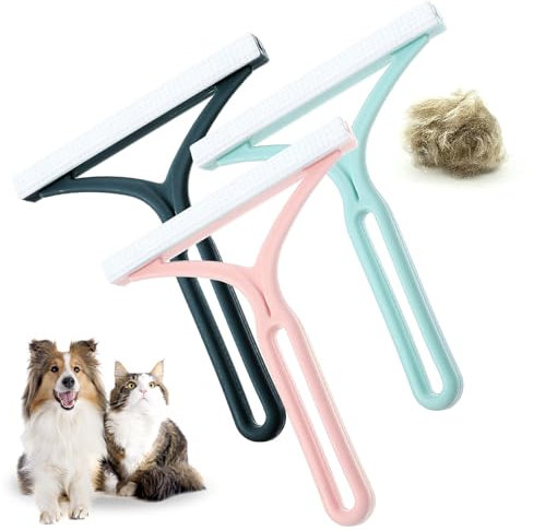 Dimeho Portable Pet Hair Remover, 3 Pcs Reusable Dog Cat Hair Remover for Couch Carpet Scraper Fuzz Lint Remover Brush No Snag Fabric Shaver for Furniture Car Mats Clothes Pet Hair Removal