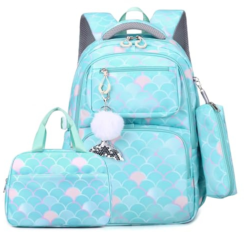 Set de Mochilas Escolares para Niñas, Mochilas Primaria Niños Chicas Bolsas Escolares Mochilas Niñas con Bolsa Térmica Bolsa para Lápices (Juego de 3)