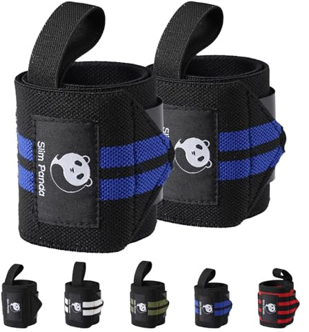 Slim Panda 1 paio di cinturini da polso per powerlifting, bodybuilding, sollevamento pesi, passanti per pollice con cinghie regolabili, polsiere da allenamento per uomini e donne