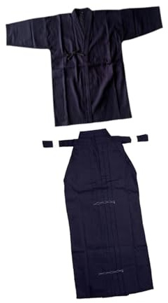 JISADER Set uniforme Kendo giapponese Dobok Ninjas Iaido Vestito Kendo per adulti Kimono Hakama, blu e blu, 180 cm