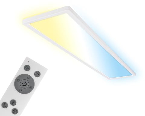 BRILONER - Lampada da soffitto a luce indiretta, piatta, dimmerabile, CCT, plafoniera LED, lampada da soggiorno, pannello LED, lampada da cucina, lampada da camera da letto, 98x20x3 cm, bianco