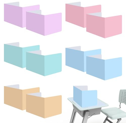 suaywo 10pcs Trennwand für Schreibtisch für Schulen, Büros, Bibliotheken | Tragbarer Schreibtischteiler für Schüler 5 Farben Tragbare Sichtschutz Schreibtisch 30*40cm U-förmiger Tischtrennwand
