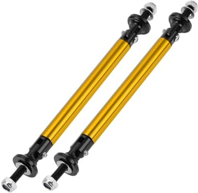 Partuto 2pcs 100mm/3.94in Car Splitter Support Rods Adjustable Front Rear Bumper Lip Splitter Strut Rod Tie Support Bars Aluminum Alloy Gold Tone