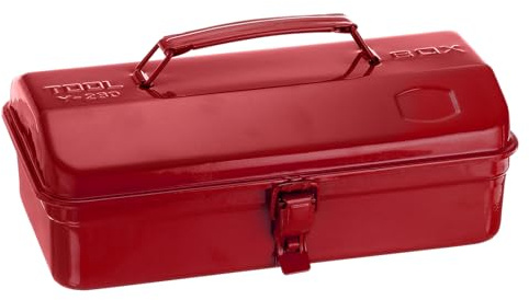 sourcing map Werkzeugkasten 29 cm Tragbarer Stahl Werkzeugkoffer Hüftdach Stil mit Metallverriegelung Werkzeugkiste für Haushalt Werkstatt Auto Rot