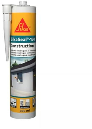 SIKA - Silicone neutro flessibile per edilizia e serramenti - SikaSeal-174 Construction, Nero - Sigillante finestre, docce, facciate, ambienti umidi - Resistente muffa e UV - Interno/esterno - 300ml