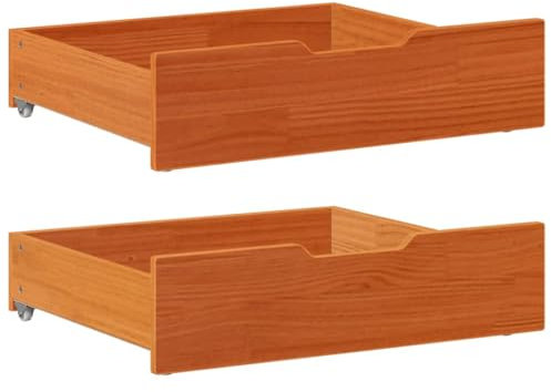 Xichuzi Bettschubladen 2 STK. Wachsbraun 75x55x16 cm Massivholz Kiefer, Bettkasten, Unterbettkommode, Unterbett Aufbewahrungsbox, Unterbett Aufbewahrung, Aufbewahrungstasche Für Bettdecken - 850934