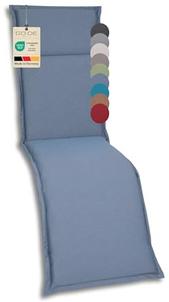 GO-DE Textil Bequeme und attraktive Polsterauflagen für Hochlehner-, Mittellehner- und Niederlehner-Gartenstühle, Sitzkissen (Einzelset, Uni Blau, Relaxauflage)