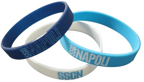SSC NAPOLI Kit 3 Braccialetti in Silicone, Logo Napoli e Scritta