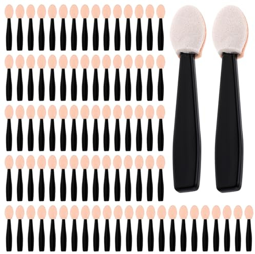 100 PCS Disposable Eyeshadow Applicators, 1.9 Inches Sponge Eye shadow Applicators Beige Eye Shadows Sponge Brushes Eyes Makeup Applicator Cosmetic Tool for Nails and Eyeshadow Makeup